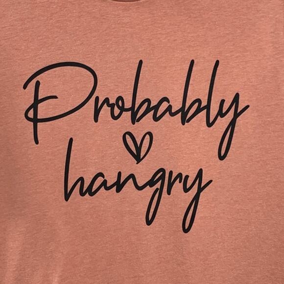 New Hand Printed Womens Medium Probably Hangry Heart Short Sleeve Tee Shirt - Picture 2 of 4